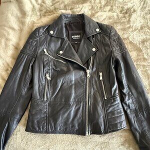 BARNEYS Originals Women’s Clara Leather Moto Jacket Black Size 10 US